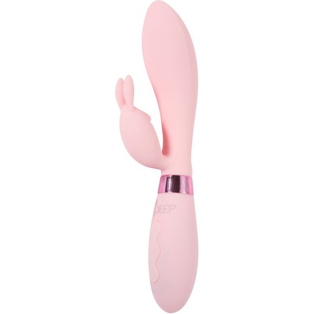 Нежно-розовый вибратор-кролик с независимыми моторчиками Indeep Theona - 21,5 см