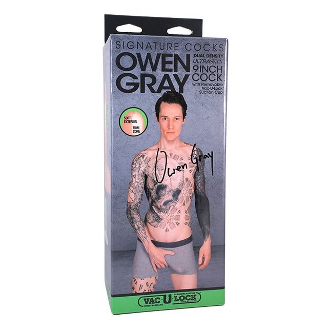 Телесный фаллоимитатор с мошонкой на съемной присоске Owen Gray Signature Cocks - 23,5 см - Signature Cocks. Фотография 2.