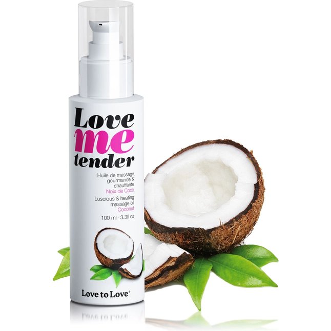Съедобное согревающее массажное масло Love Me Tender Cocos с ароматом кокоса - 100 мл