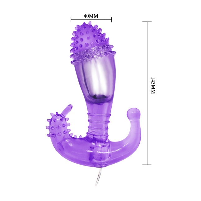 Фиолетовый вибростимулятор с шипами на головке - 14,3 см. Фотография 3.