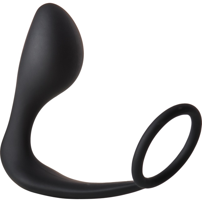 Черное эрекционное кольцо с анальной пробкой Anal Plug With Cockring - Fantasstic