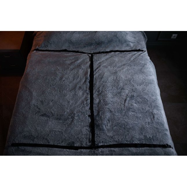 Черно-бежевый замшевый набор фиксации на кровати Sex Game. Фотография 5.