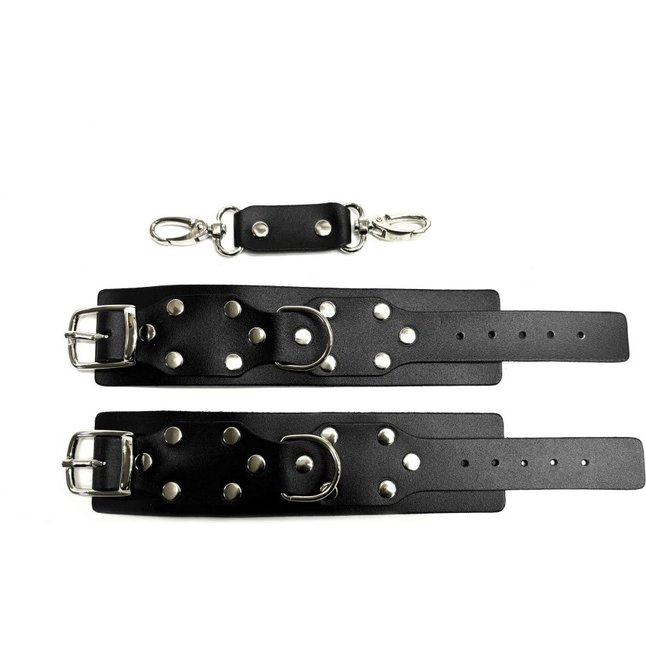 Черные кожаные наручники Sex Game. Фотография 2.
