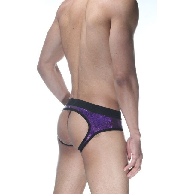 Сексуальные фиолетовые блестящие трусы-джоки. Фотография 2.