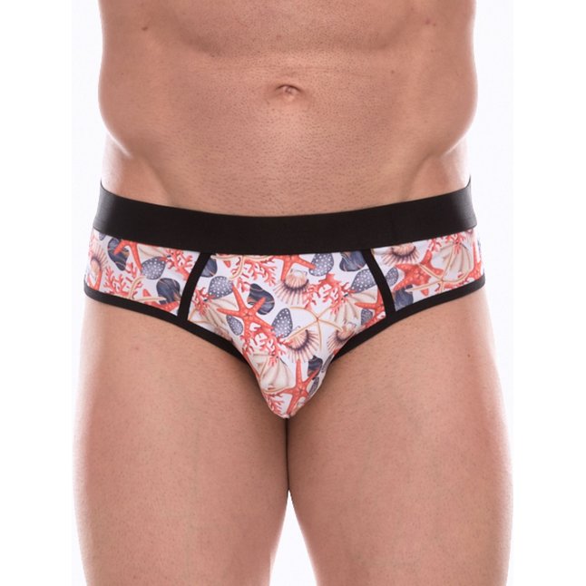 Белые трусы-джоки с принтом в виде цветных ракушек