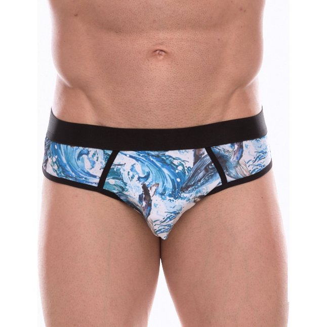 Мужские трусы-джоки с принтом в виде волн и китов
