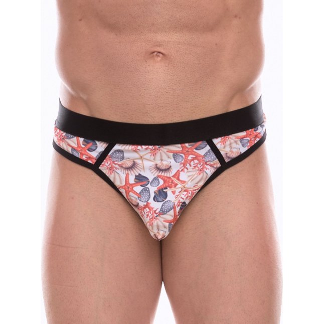 Мужские трусы-стринги с принтом в виде разноцветных ракушек