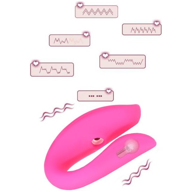 Розовый вибратор для пар «Оки-Чпоки» с вакуумно-волновой стимуляцией клитора - Оки-Чпоки. Фотография 10.