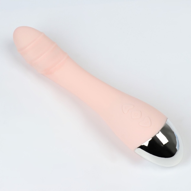 Нежно-розовый вибратор для стимуляции точки G - 22 см - Оки-Чпоки. Фотография 4.