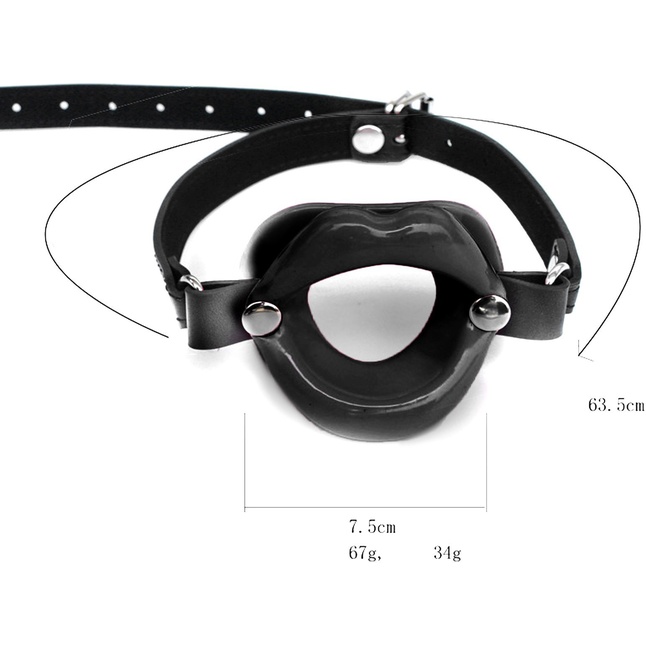Черный кляп-ротик на регулируемых ремешках - Оки-Чпоки. Фотография 2.