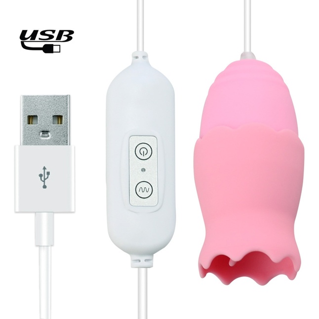 Розовые, работающие от USB виброяйца - классическое и с подвижным язычком - Оки-Чпоки. Фотография 2.