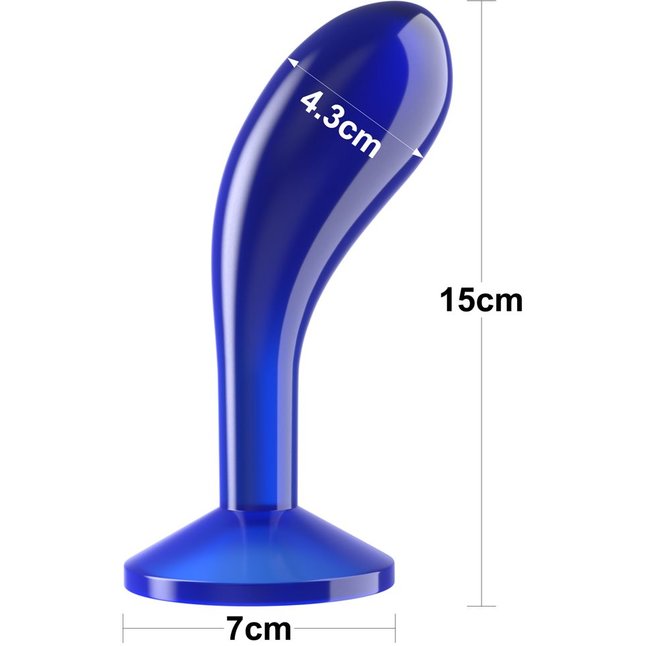 Синяя анальная втулка Flawless Clear Prostate Plug 6.0 - 15 см. Фотография 3.