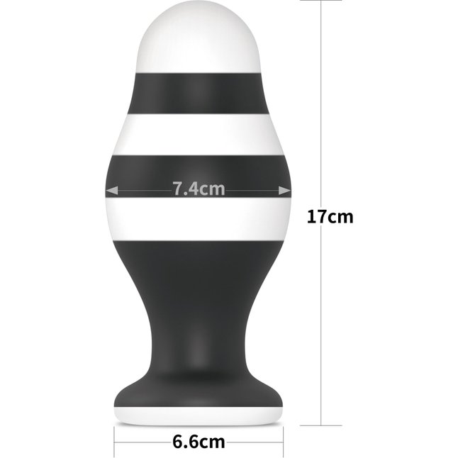 Черно-белая анальная втулка 6.5 X-Missioner Butt Plug - 17 см. Фотография 3.