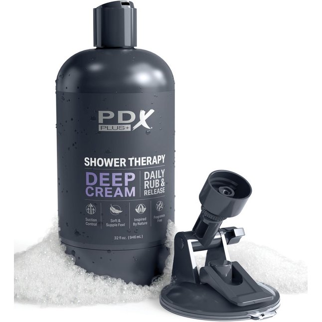 Мастурбатор в бутылке Shower Therapy Deep Cream - PDX Plus. Фотография 5.