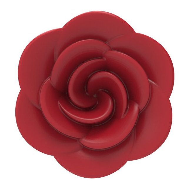 Красная анальная пробка с ограничительным основанием в виде розы. Фотография 2.