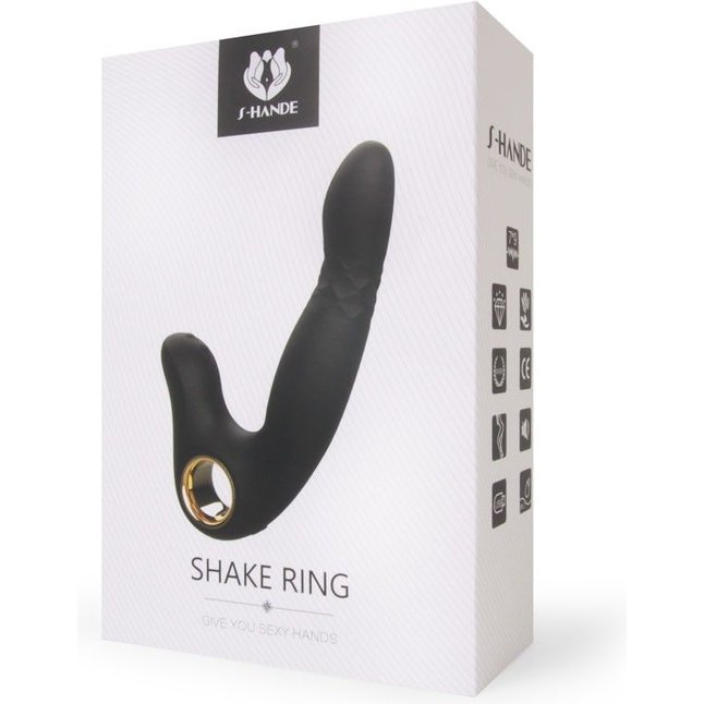 Черный вибромассажер Shake Ring - 16,8 см. Фотография 3.