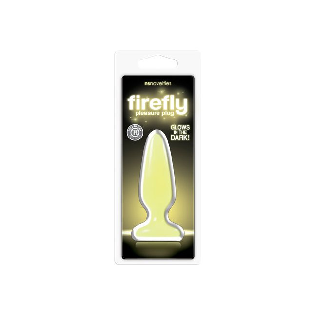 Желтая анальная пробка, светящаяся в темноте, Firefly Pleasure Plug Small - 10,1 см - Firefly. Фотография 2.