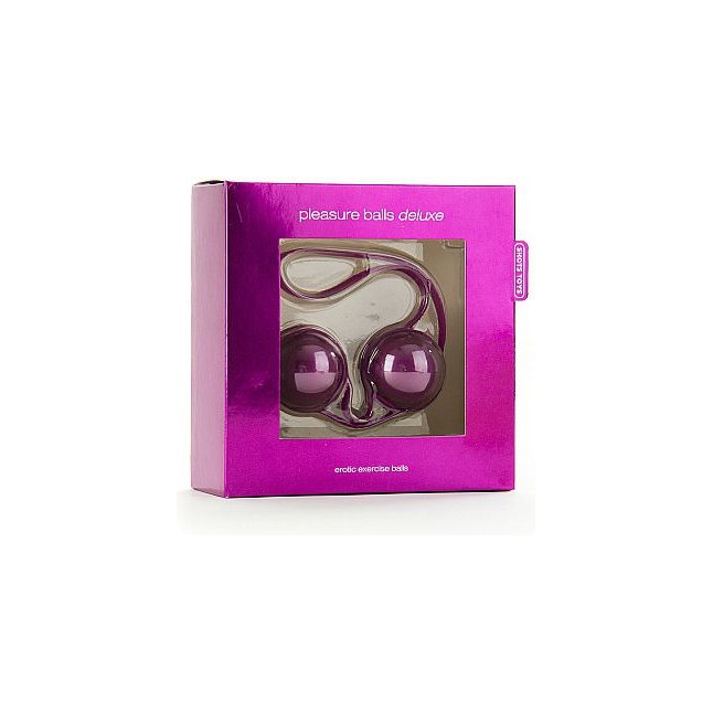 Фиолетовые вагинальные шарики в сцепке Pleasure balls Deluxe - Shots Toys. Фотография 2.