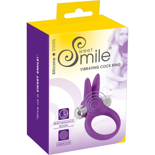 Фиолетовое эрекционное кольцо с вибрацией Smile Rabbit - Sweet Smile. Фотография 6.