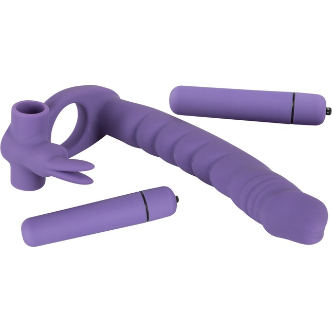 Фиолетовая насадка на пенис для двойной стимуляции Los Analos - 16 см - You2Toys. Фотография 3.