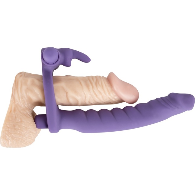 Фиолетовая насадка на пенис для двойной стимуляции Los Analos - 16 см - You2Toys. Фотография 4.