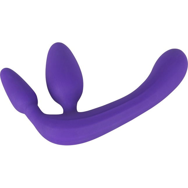 Фиолетовый безремневой страпон с двумя пробками Triple Teaser - You2Toys. Фотография 2.