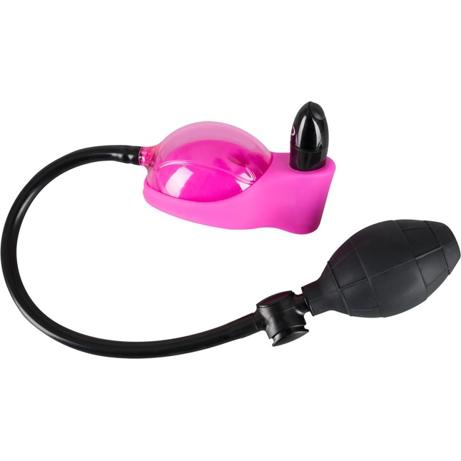 Розово-чёрная помпа с вибрацией для клитора - You2Toys. Фотография 2.