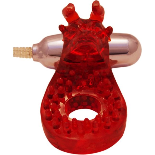 Красное эрекционное кольцо со съемным виброэлементом Bulls Eye Ring - Manpower