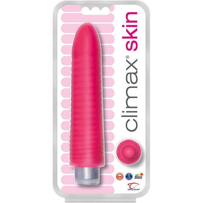Супер нежный вибратор Climax Skin розового цвета - 20 см - Climax. Фотография 2.