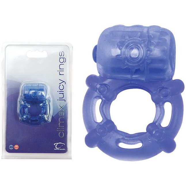 Голубое эрекционное кольцо с вибрацией Climax Juicy Rings - Climax. Фотография 2.