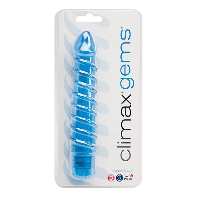 Ребристый вибратор Climax Gems Sapphire Swirl - 16 см - Climax. Фотография 2.