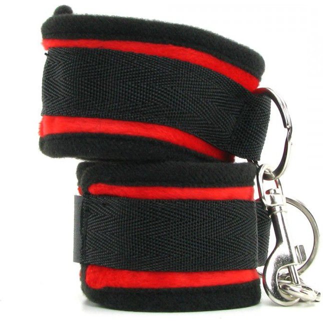 Мягкие наручники с красными вставками Beginners Handcuffs Red - Sex   Mischief. Фотография 2.