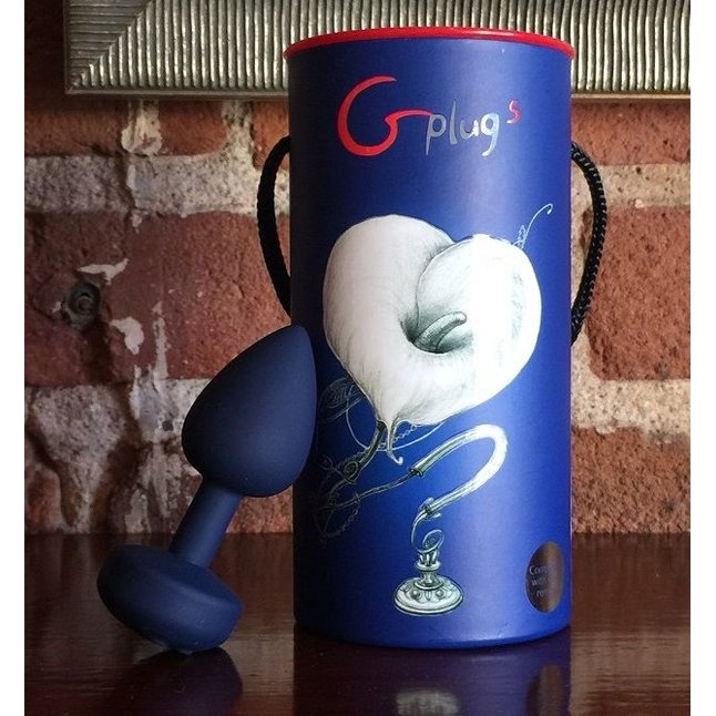 Большая синяя анальная пробка с вибрацией Fun Toys Gplug - 10,5 см. Фотография 3.