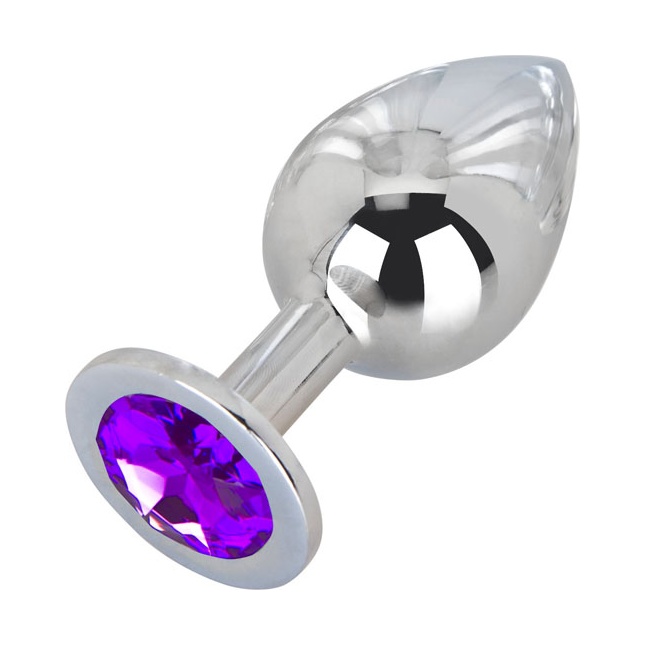 Большой плаг из стали с фиолетовым кристаллом Violet Dream - 9,5 см