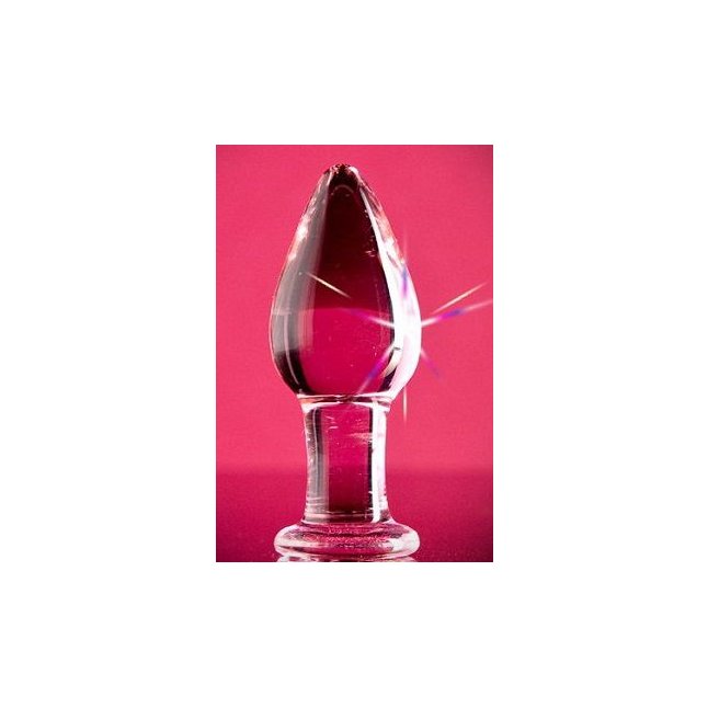 Розовая гладкая анальная пробка из стекла - 10 см