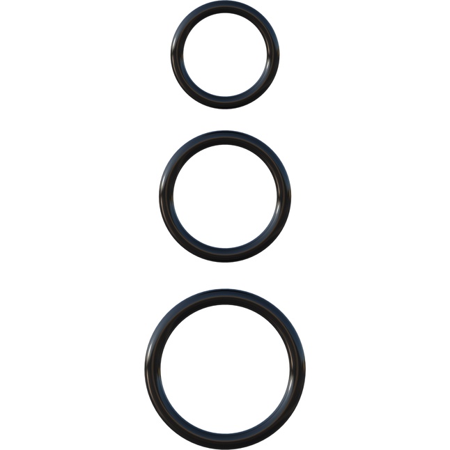 Набор из трех черных эрекционных колец Silicone 3-Ring Stamina Set - Fantasy C-Ringz