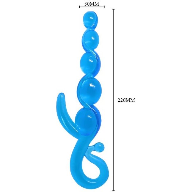 Голубой анальный стимулятор-цепочка - 22 см. Фотография 4.