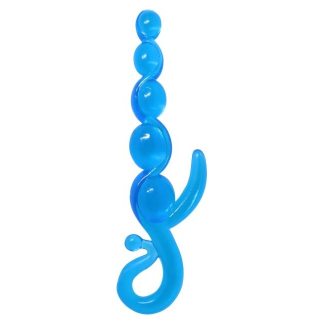 Голубой анальный стимулятор-цепочка - 22 см
