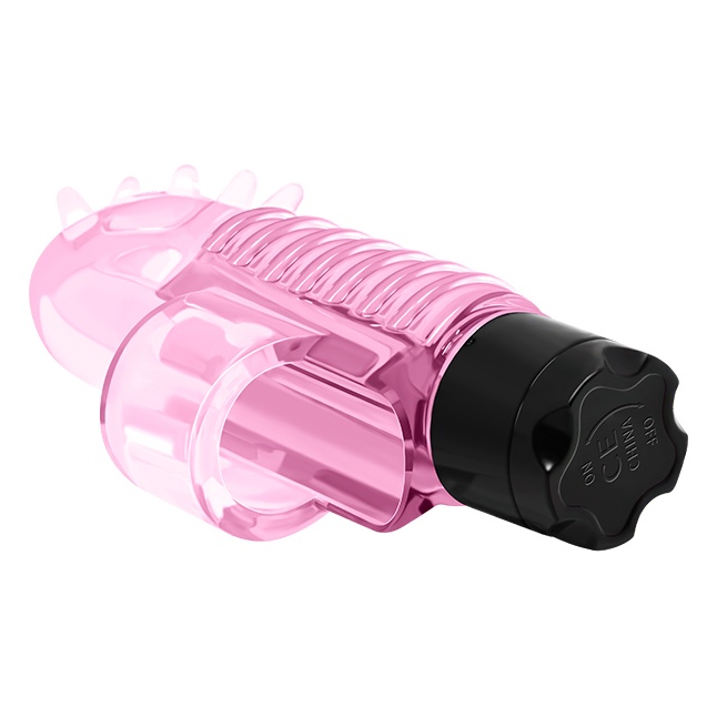 Розовый вибростимулятор с шипиками на палец. Фотография 2.