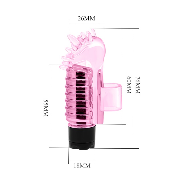 Розовый вибростимулятор с шипиками на палец. Фотография 5.
