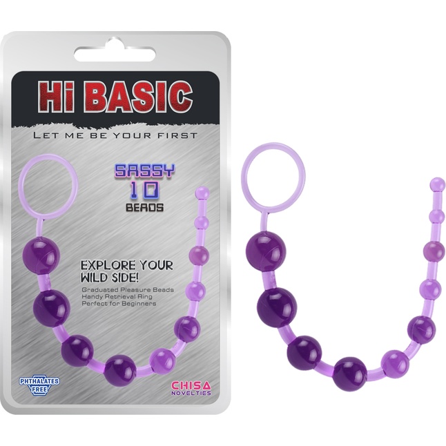 Фиолетовая анальная цепочка Sassy Anal Beads - 26,7 см - Hi-Basic. Фотография 2.