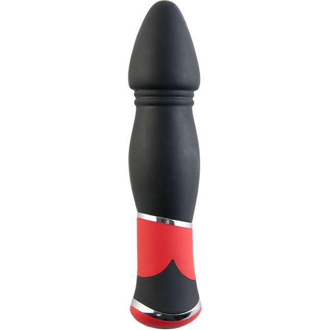 Чёрный вибратор с заострённой головкой - 11,4 см - Black Red