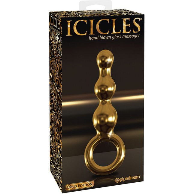 Малая золотистая анальная ёлочка из стекла - 14,7 см - Icicles Gold Edition