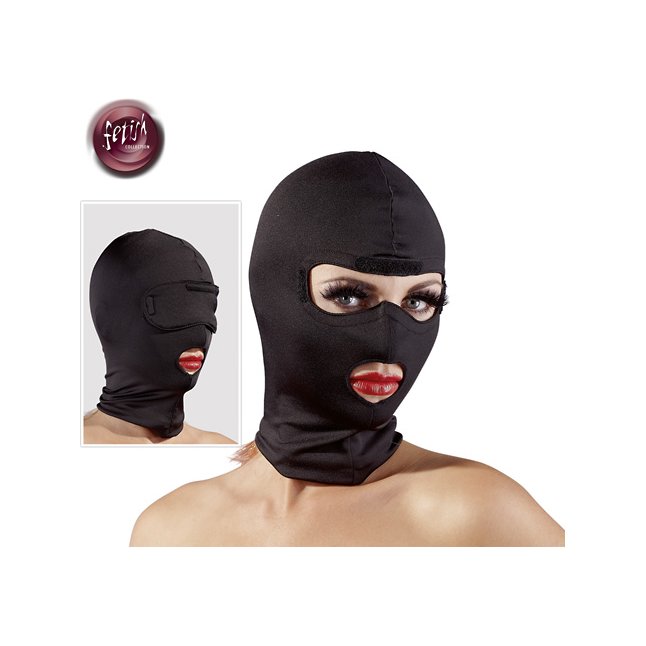 Черная маска с разрезами для глаз и лица - Fetish Collection