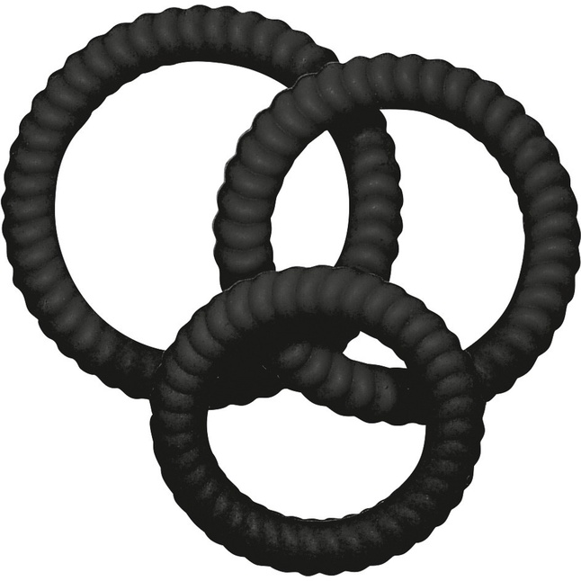 Набор из трех черных эрекционных колец - You2Toys. Фотография 2.