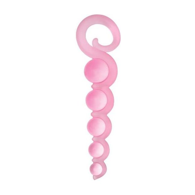 Розовая анальная цепочка из 5 шариков различного диаметра - 25,5 см - Fancy. Фотография 3.