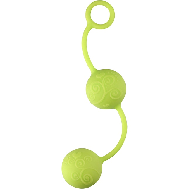 Зелёные вагинальные шарики с завитушками на поверхности - Neon