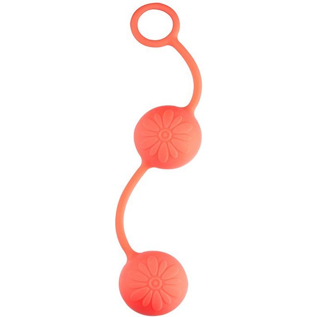 Оранжевые вагинальные шарики с цветочками на поверхности - Neon