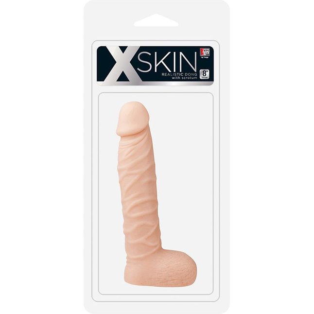 Телесный фаллоимитатор с мошонкой XSKIN 8 PVC DONG - 20,3 см - X-Skin. Фотография 2.