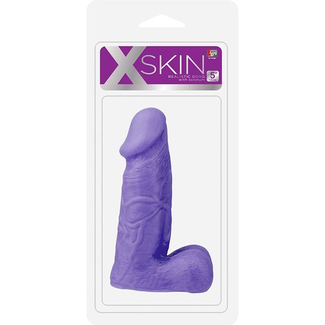 Фиолетовый реалистичный массажёр XSKIN 5 PVC DONG - 13 см - X-Skin. Фотография 2.